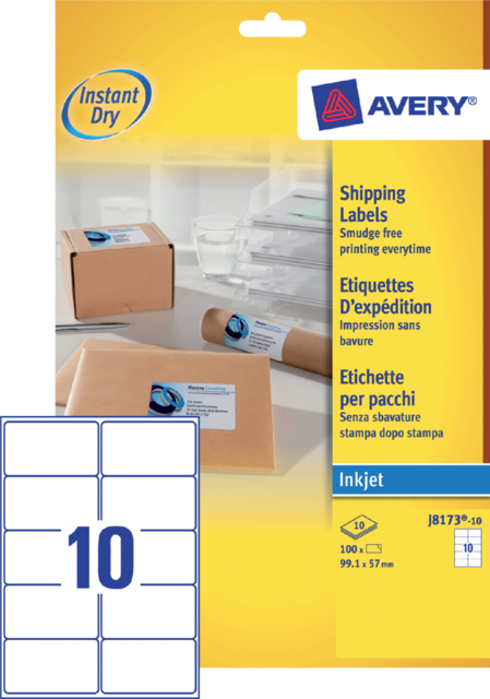 Etiket Avery J8173-10 99.1x57mm wit 100stuks