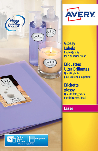 Etiket Avery L7767-40 210x297mm A4 hoogglans wit 40 stuks