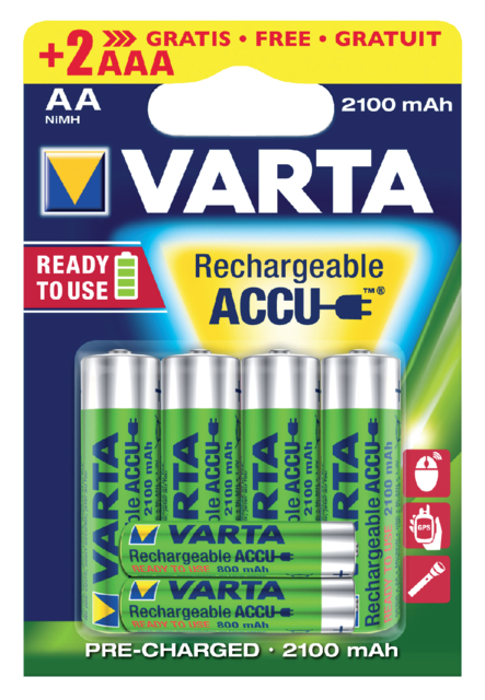 Batterij oplaadbaar Varta ready2use 4xAA 2100mAh