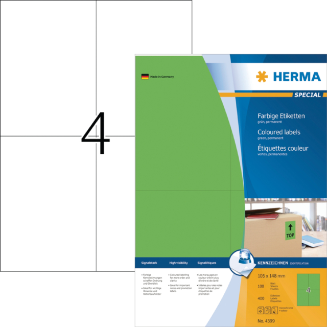 Etiket HERMA 4399 105x148mm A6 groen 400stuks