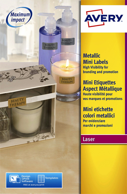 Etiquette Avery L7680-25 38,1x21,2mm doré 1625 pièces