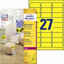 Etiket Avery L6004-25 63.5x29.6 neon geel 675 etiketten