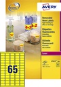 Etiket Avery L7651Y-100 38.1x21.2mm neon geel 6500 etiketten