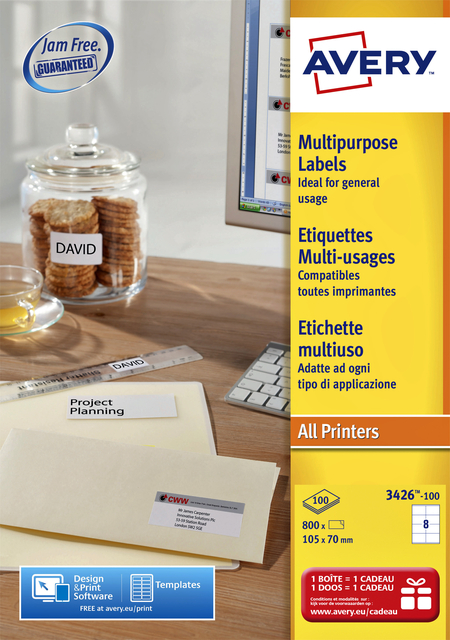 Etiket Avery L4745REV-25 96x63.5mm wit 200 etiketten