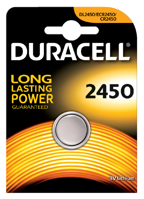 Batterij Duracell knoopcel 1xCR2450 lithium Ø24mm 3V-540mAh