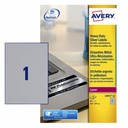 Etiket Avery L6013-20 210x297mm zilver 20 stuks