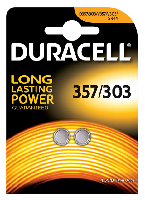 Batterij Duracell knoopcel 2x357/303 zilver oxide Ø11,6mm 2 stuks