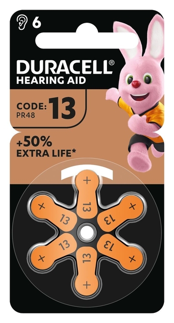 Piles Duracell Hearing DA13 Ø7,9mm 310mAh 6 pièces