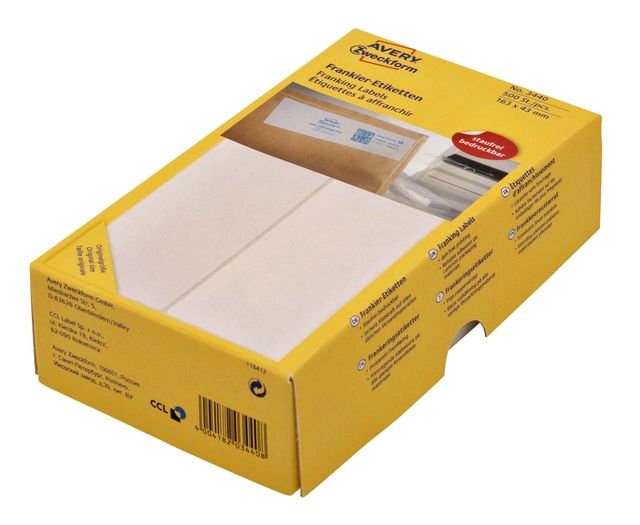 Frankeeretiket Avery 3441 128x38mm 500 stuks