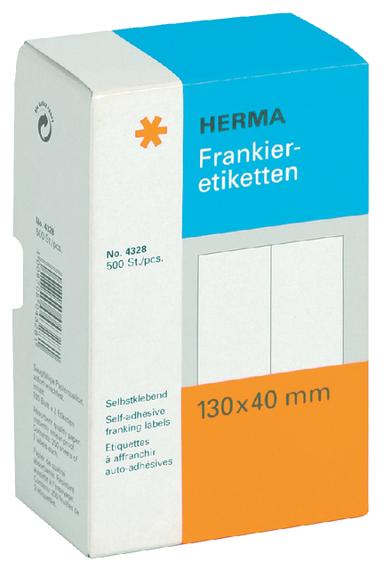 Etiquette affranchissement HERMA 4328 double 130x40mm 500 pièces