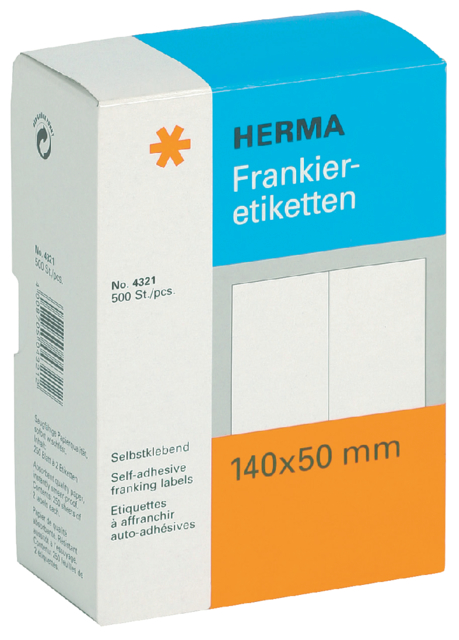 Frankeeretiket HERMA 4321 dubbel 140x50mm 500stuks