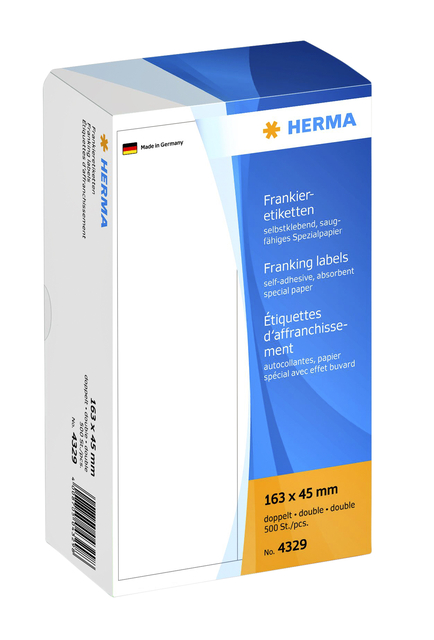 Etiquette affranchissement HERMA 4329 double 163x45mm 500 pièces