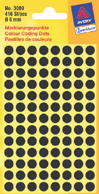 Etiquette Avery Zweckform 3009 ronde 8mm noir 416 pièces
