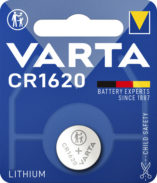 Pile bouton Varta CR1620  lithium blister 1 pièce