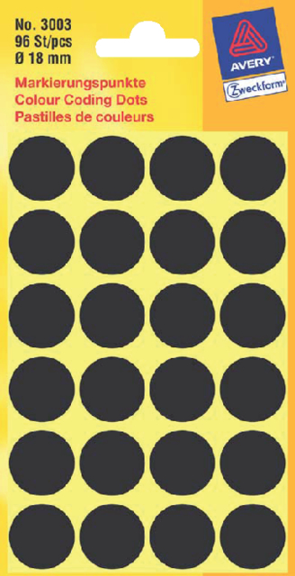 Etiquette Avery Zweckform 3003 ronde 18mm noir 96 pcs