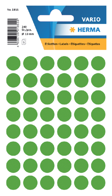 Etiquette HERMA 1855 rond 12mm vert foncé 240 pièces