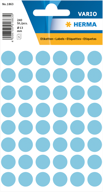 Etiquette HERMA 1863 rond 12mm bleu 240 pièces