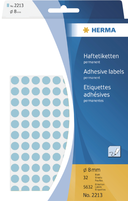 Etiquette HERMA 2213 rond 8mm bleu 5632 pièces