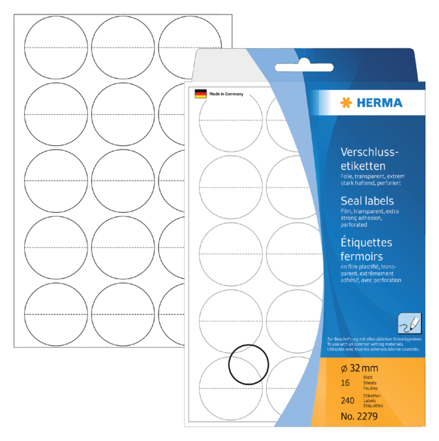 Etiquette HERMA 2279 32mm transparent 240 pièces