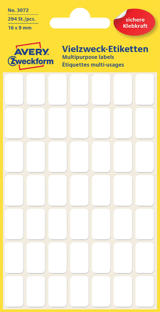 Etiquette Avery Zweckform 3072 16x9mm blanc 294 pièces