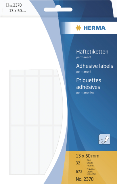 Etiquette HERMA 2370 13x50mm blanc 672 pièces