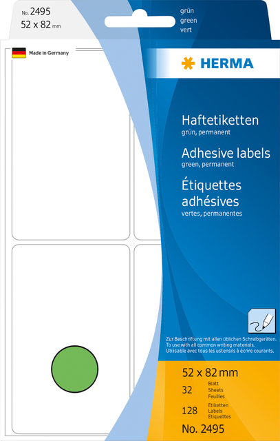 Etiket HERMA 2495 52x82mm groen 128 stuks