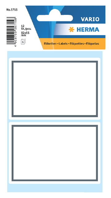 Etiket HERMA 5715 53x80mm schrift grijs kader 12 stuks