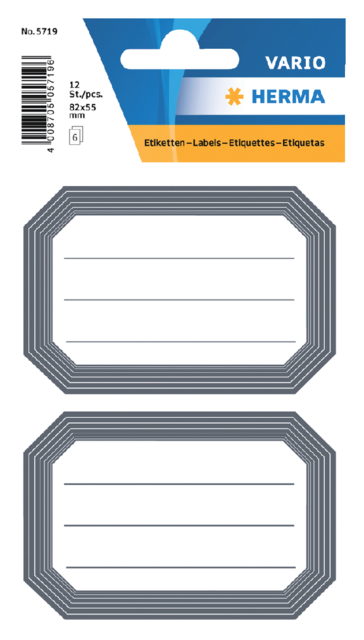 Etiket HERMA 5719 82x55mm schrift grijze rand 12stuks