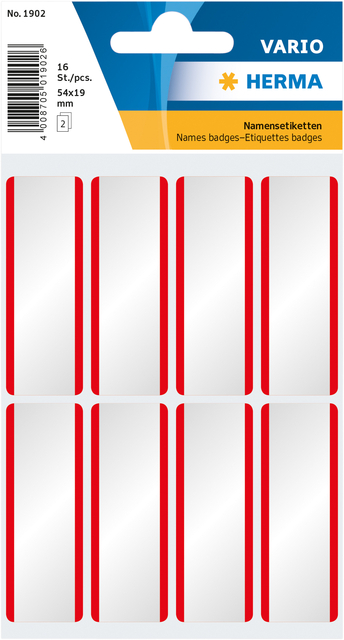 Naambadge etiket HERMA 1902 54x19mm wit rood