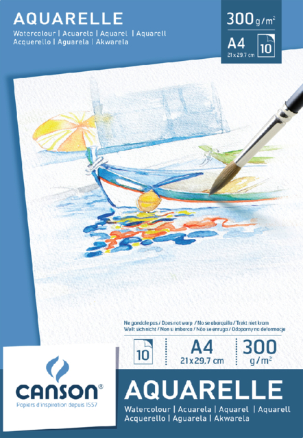 Bloc aquarelle Canson A4 300g 10 feuilles