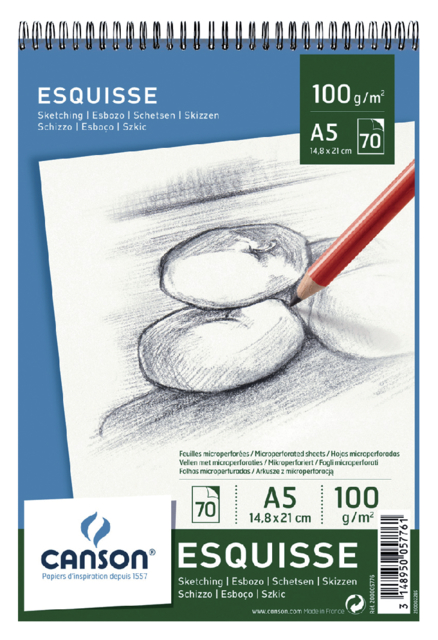 Schetsboek Canson Graduate Croquis A5 96gr 40vel