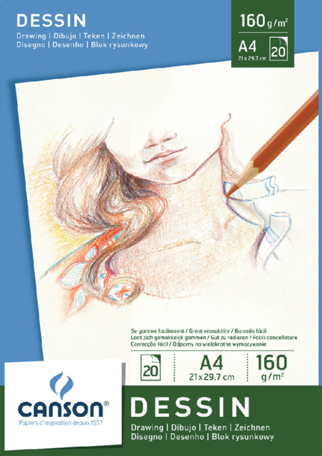 Bloc à dessin Canson Graduate Dessin A4 30 feuilles 160g blanc