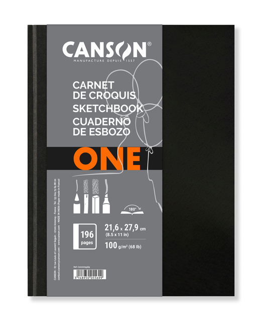 Carnet de croquis Canson Art Book One Couverture rigide 216x279mm 100 feuilles blanches 100g