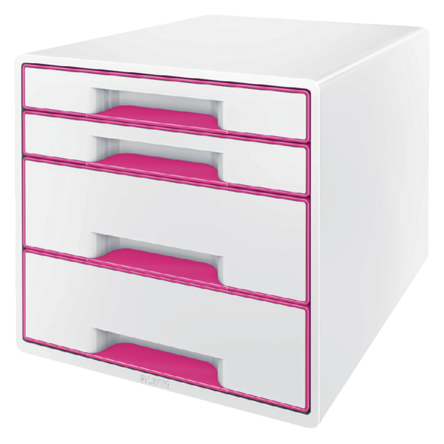 Module tiroirs Leitz WOW 4 tiroirs blanc/rose