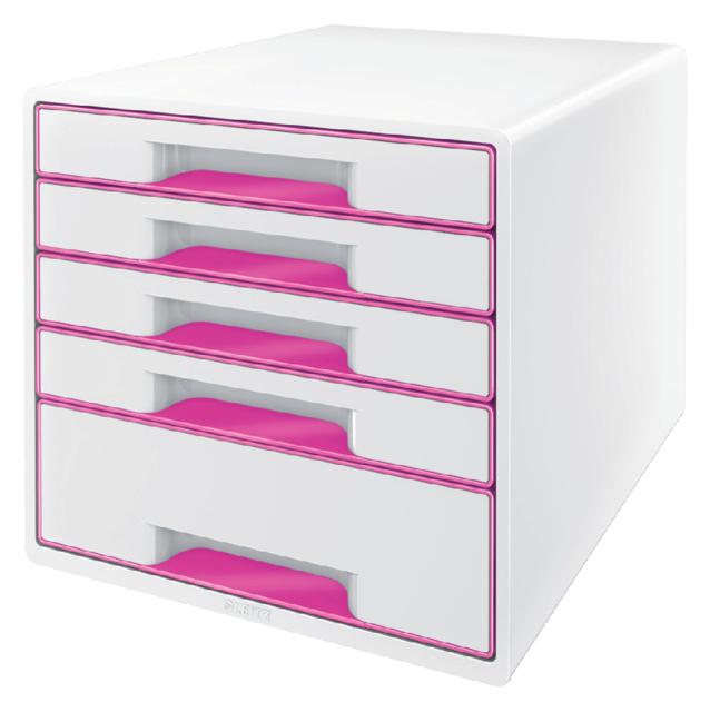 Module tiroirs Leitz WOW 5 tiroirs blanc/rose