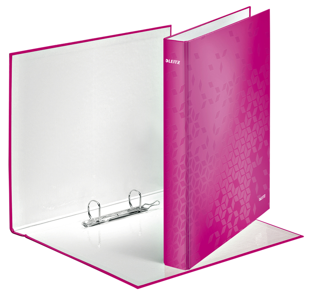 Classeur Leitz WOW A4 maxi 2 anneaux méc-D 25mm rose