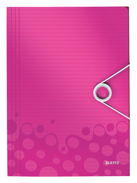 Chemise à élastique Leitz WOW A4 3 rabats PP rose