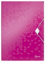 Chemise à élastique Leitz WOW A4 3 rabats PP rose