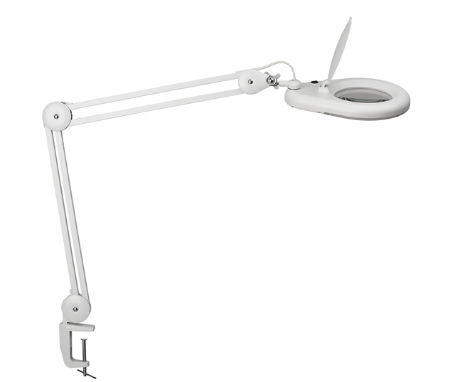 Lampe loupe MAULviso LED avec pince blanc
