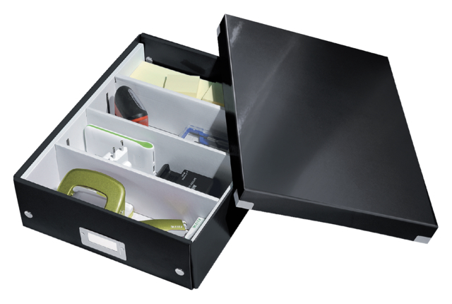 Opbergdoos Leitz Wow Click & Store organiser 280x100x370mm middel gerecycled karton zwart