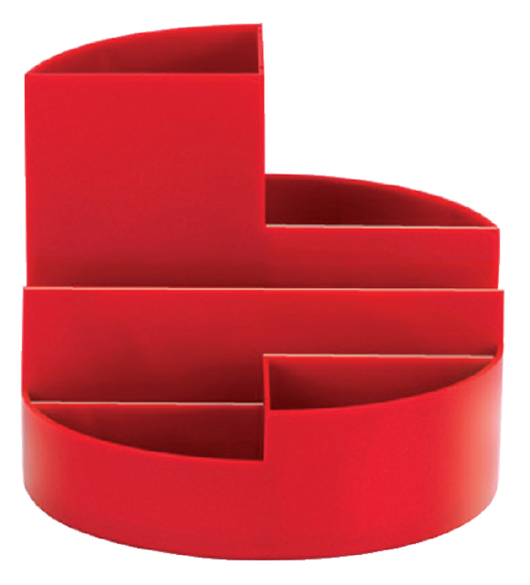 Pennenkoker MAUL roundbox 7 vakken Ø140x125mm rood
