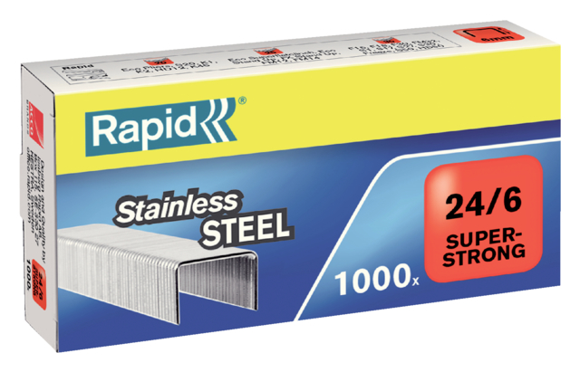 Agrafes Rapid 24/6 acier inox super strong 1000 pièces