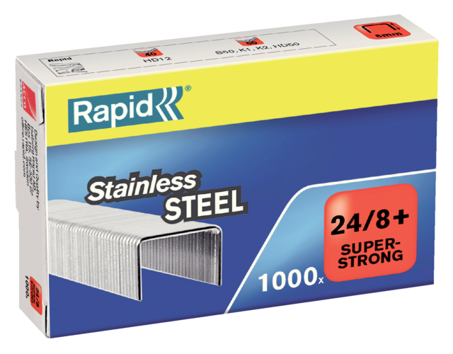 Nieten Rapid 24/8 RVS superstrong 1000 stuks