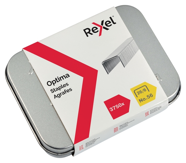Agrafes Rexel Optima n°56 26/6 galvanisé 3750 pièces