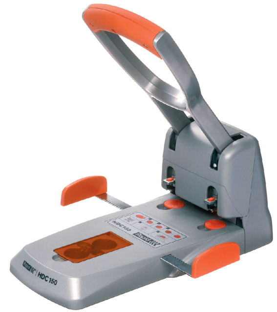 Perforator Rapid Supreme HDC150/2 heavy duty 2-gaats 150 vel zilver/oranje