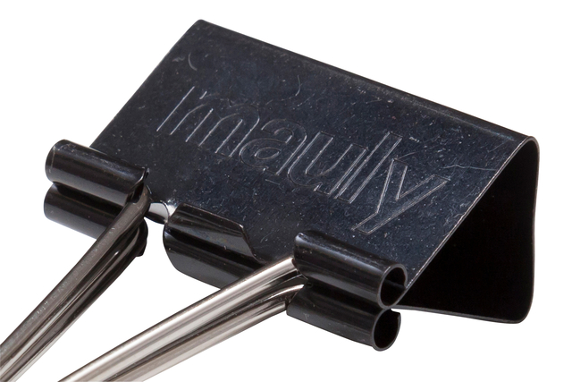 Papierklem MAUL foldback 215 13mm zwart 12 stuks