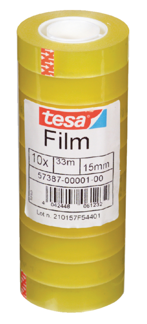 Plakband tesafilm® Standaard 33mx15mm krimp transparant 10 rollen