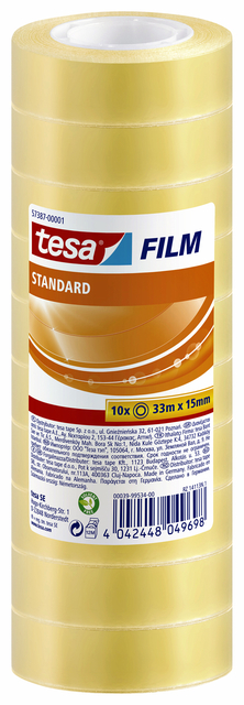 Ruban adhésif tesafilm® Standard 33mx15mm transparent 10 rouleaux