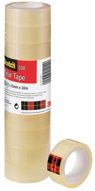 Ruban adhésif Scotch 508 10mx15mm transparent 10 rouleaux