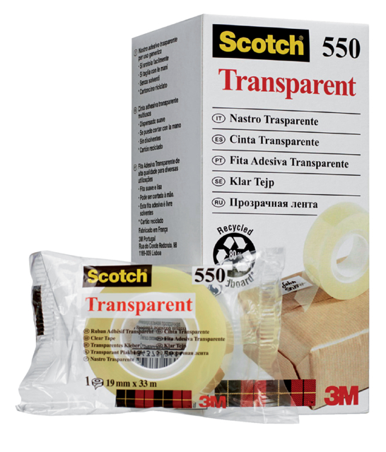 Plakband Scotch 550 19mmx33m transparant